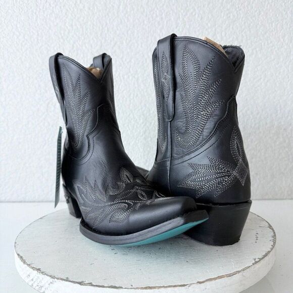 Lane Boots Shoes - NEW Lane LEXINGTON Womens Cowboy Bootie 9.5 Black Leather Western Cowgirl Boots